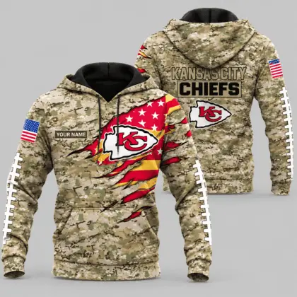 Kansas City Chiefs | NFL Camo Flag Claw Mark Hoodie TD