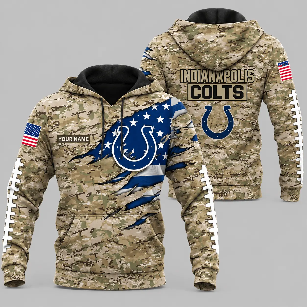 Indianapolis Colts | NFL Camo Flag Claw Mark Hoodie TD