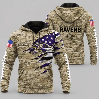 Baltimore Ravens | NFL Camo Flag Claw Mark Hoodie TD