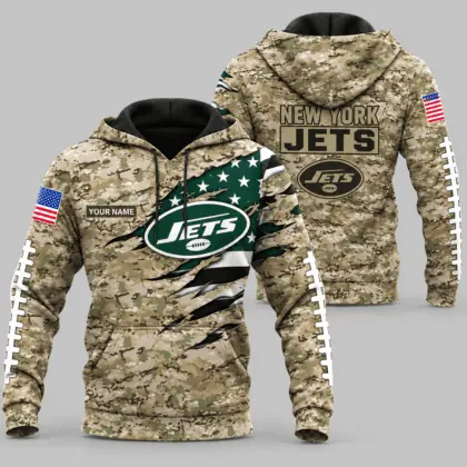 New York Jets | NFL Camo Flag Claw Mark Hoodie TD