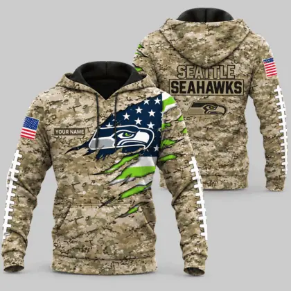 Seattle Seahawks | NFL Camo Flag Claw Mark Hoodie TD