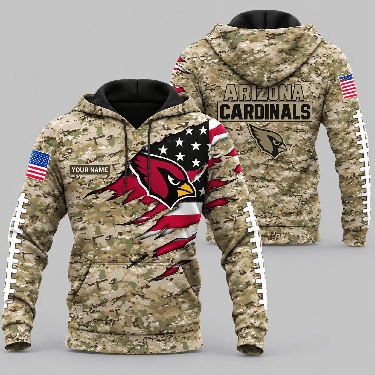 Arizona Cardinals | NFL Camo Flag Claw Mark Hoodie TD