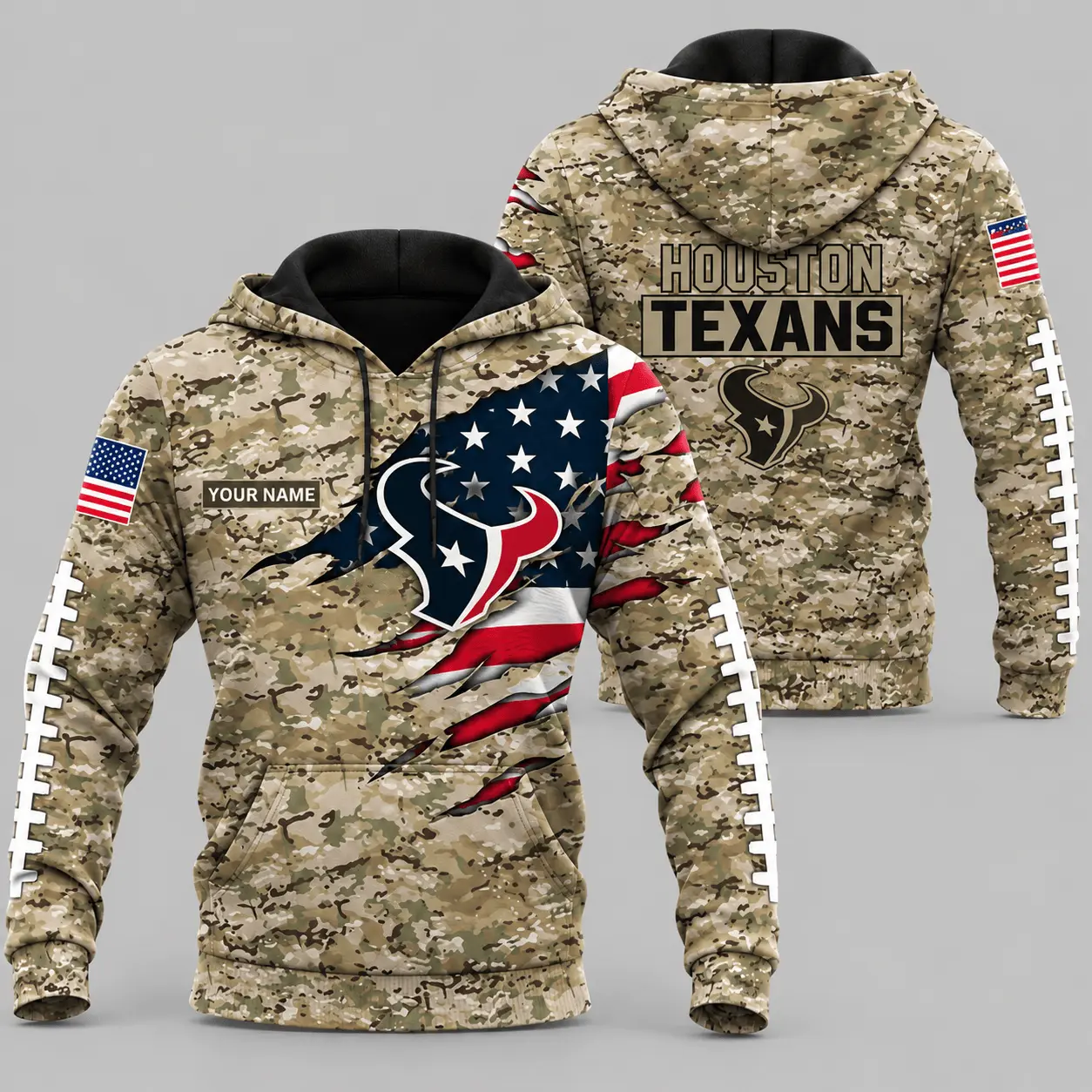 Houston Texans | NFL Camo Flag Claw Mark Hoodie TD