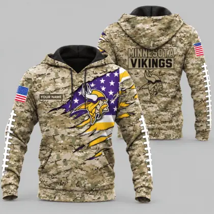 Minnesota Vikings | NFL Camo Flag Claw Mark Hoodie TD