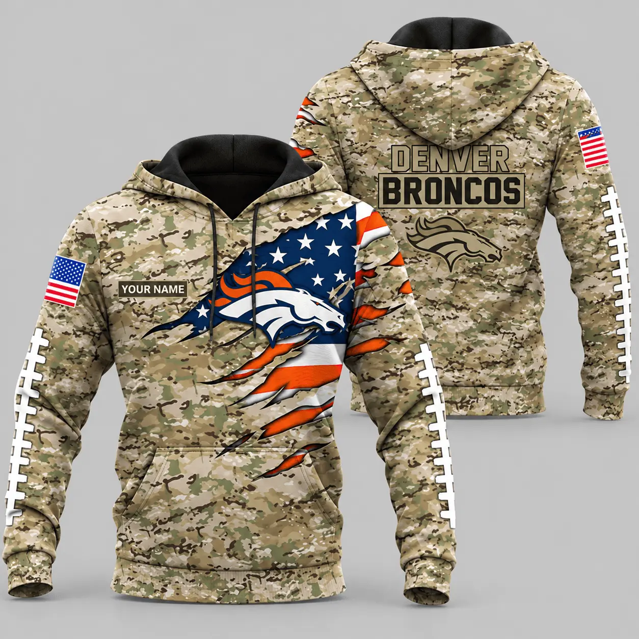 Denver Broncos | NFL Camo Flag Claw Mark Hoodie TD