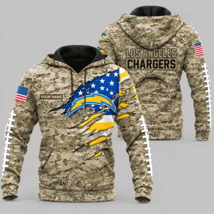 Los Angeles Chargers | NFL Camo Flag Claw Mark Hoodie TD