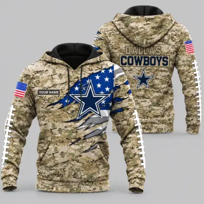 Dallas Cowboys | NFL Camo Flag Claw Mark Hoodie TD