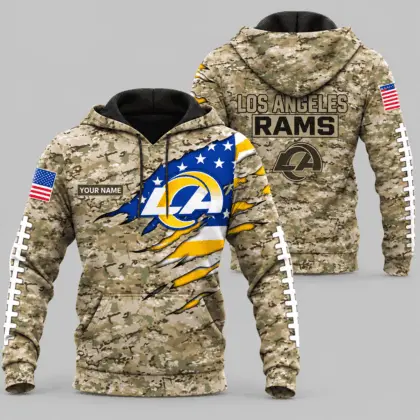 Los Angeles Rams | NFL Camo Flag Claw Mark Hoodie TD