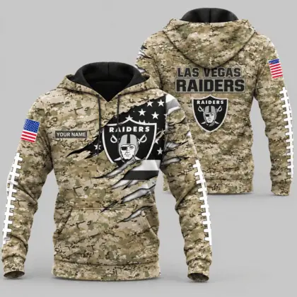 Las Vegas Raiders | NFL Camo Flag Claw Mark Hoodie TD