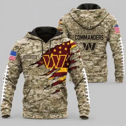 Washington Commanders | NFL Camo Flag Claw Mark Hoodie TD