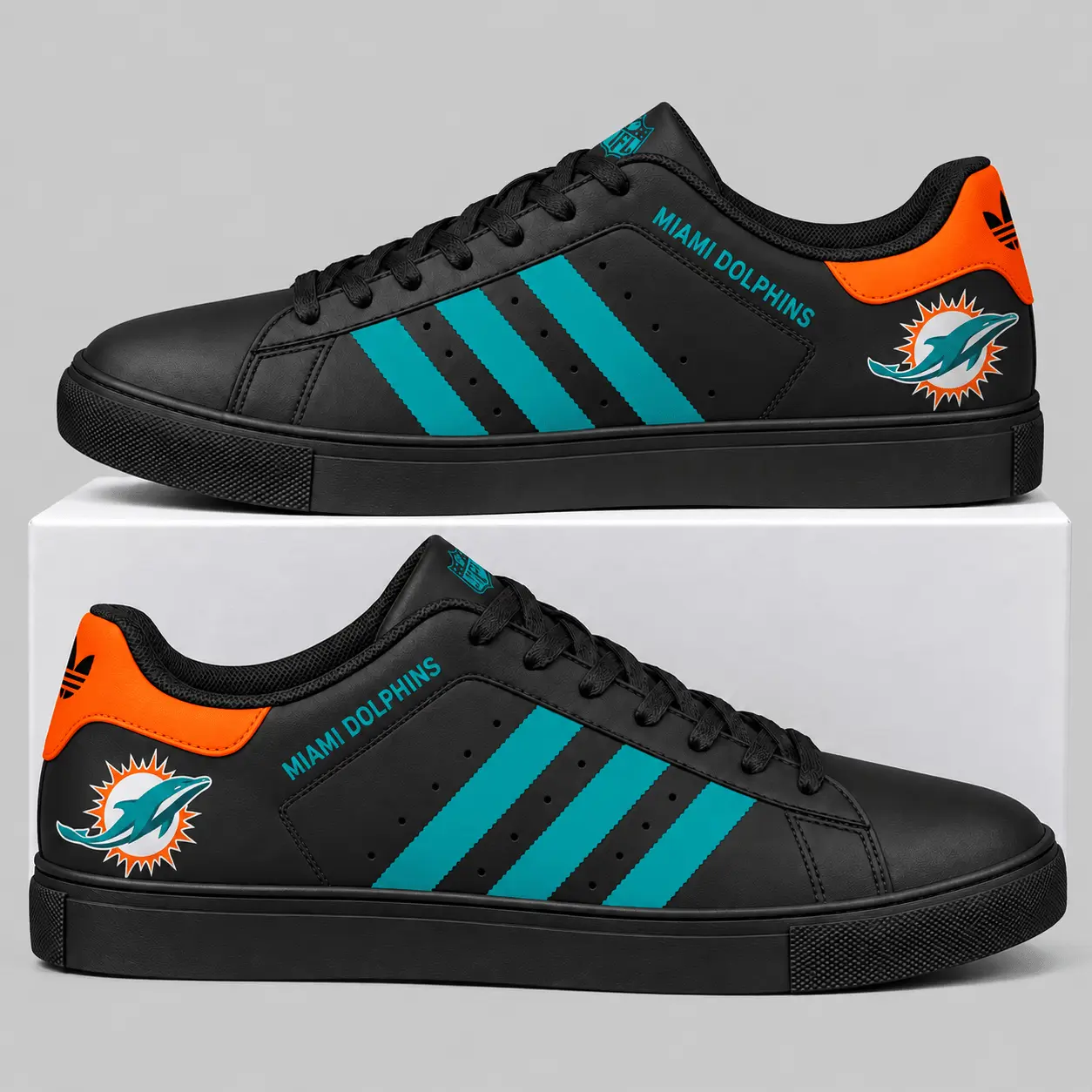 Miami Dolphins | NFL Triple Stripe Low Top Sneakers TD