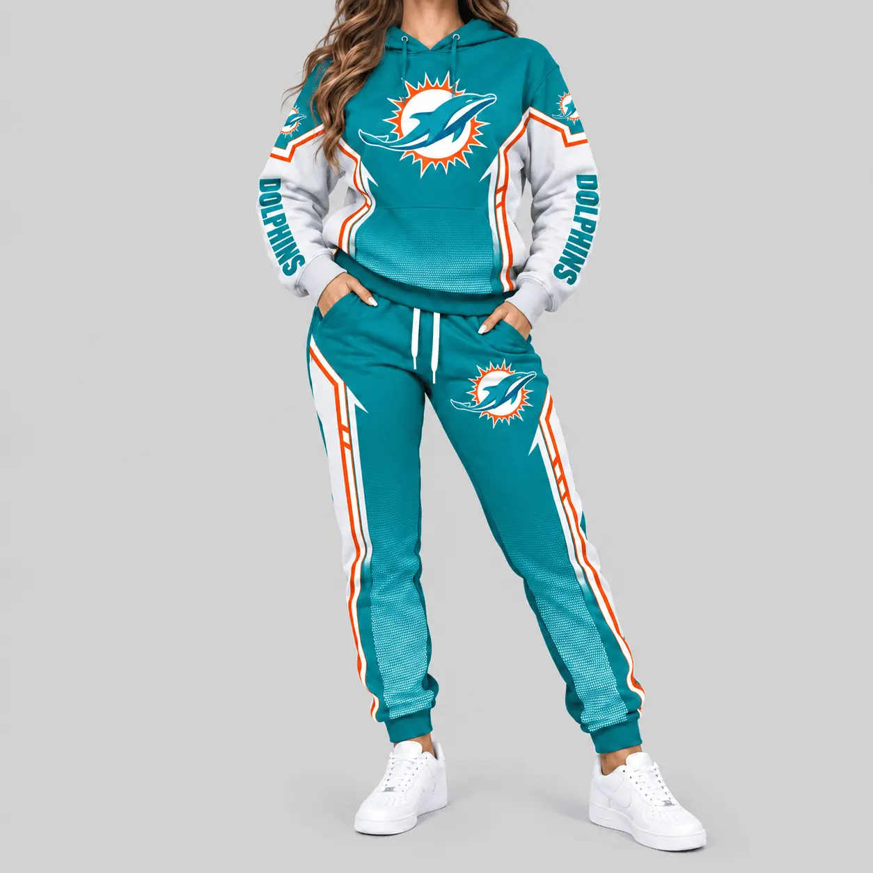 Miami Dolphins | NFL Gradient Sleeve Hoodie Jogger Set TD