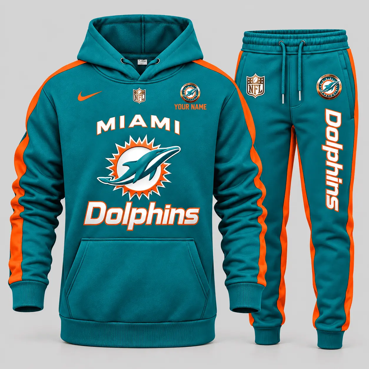 Miami Dolphins | NFL Gold Emblem Hoodie Jogger Set TD