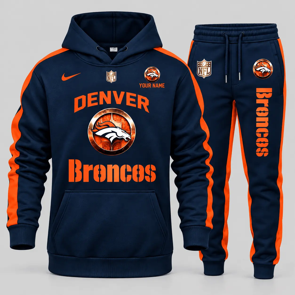 Denver Broncos | NFL Gold Emblem Hoodie Jogger Set TD