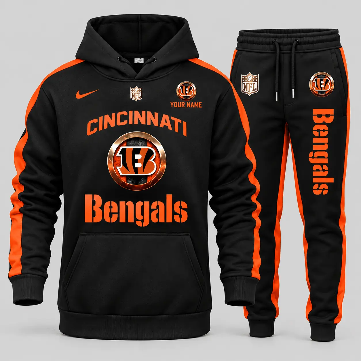 Cincinnati Bengals | NFL Gold Emblem Hoodie Jogger Set TD