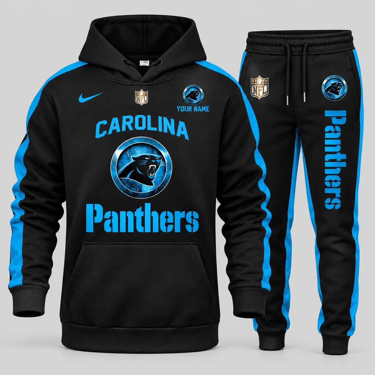 Carolina Panthers | NFL Gold Emblem Hoodie Jogger Set TD