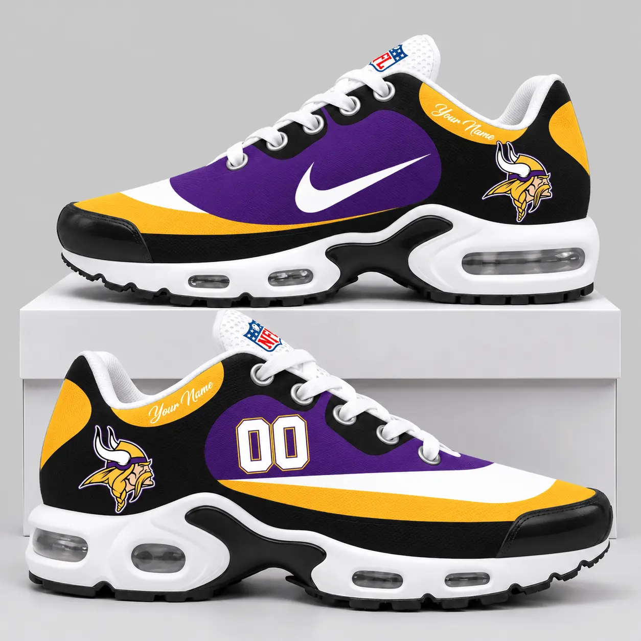 Minnesota Vikings | NFL Custom Name Number Air Cushion Sneakers TD