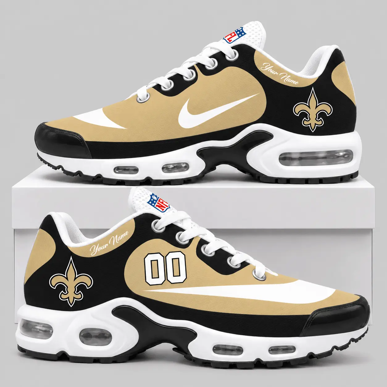 New Orleans Saints | NFL Custom Name Number Air Cushion Sneakers TD