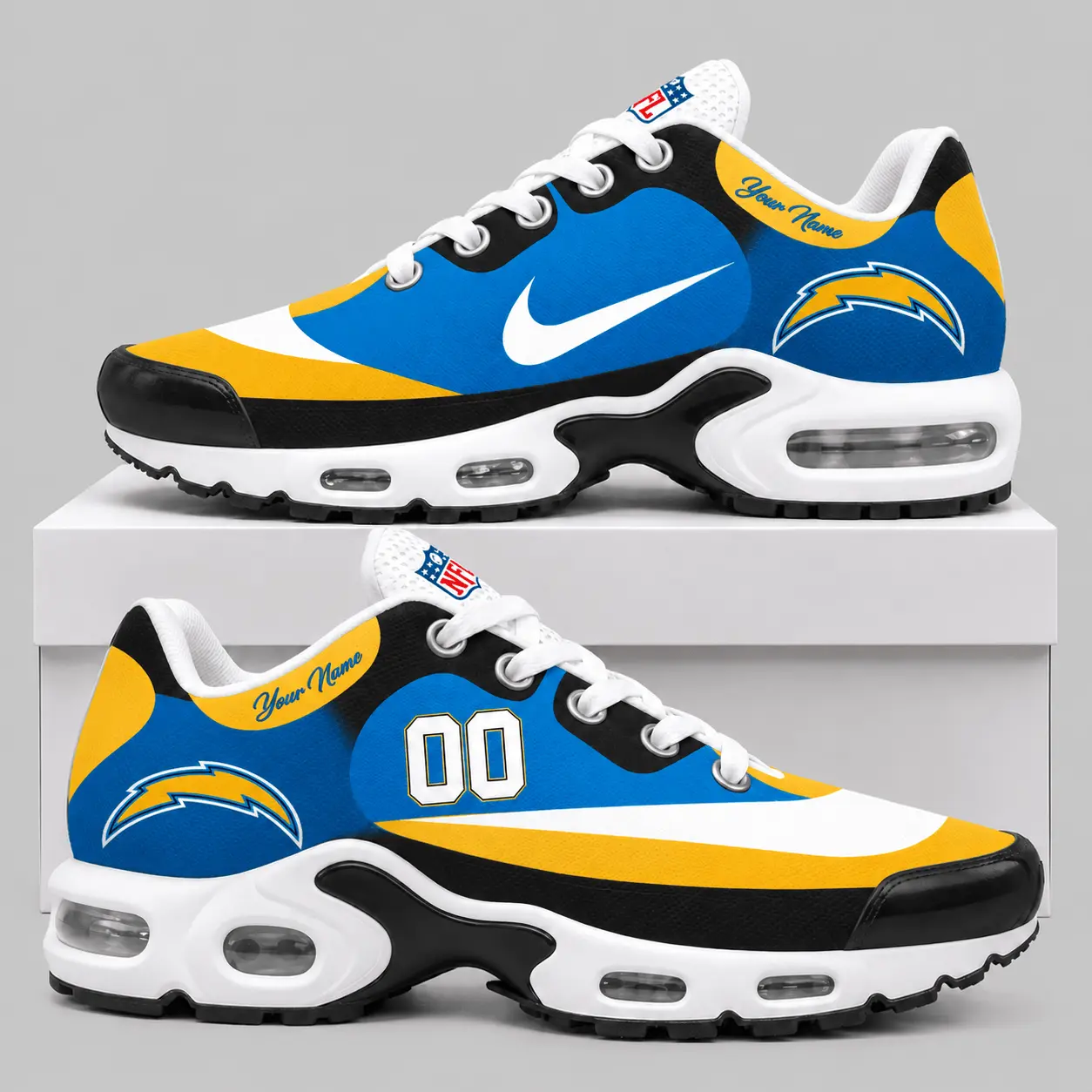 Los Angeles Chargers | NFL Custom Name Number Air Cushion Sneakers TD