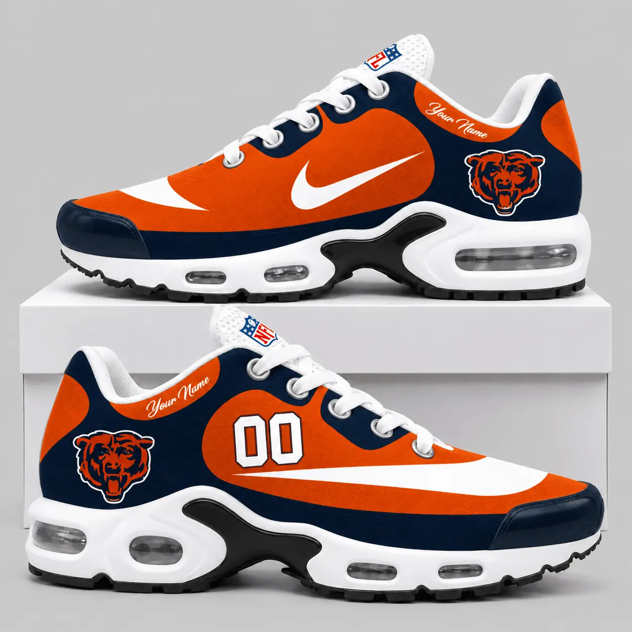 Chicago Bears | NFL Custom Name Number Air Cushion Sneakers TD