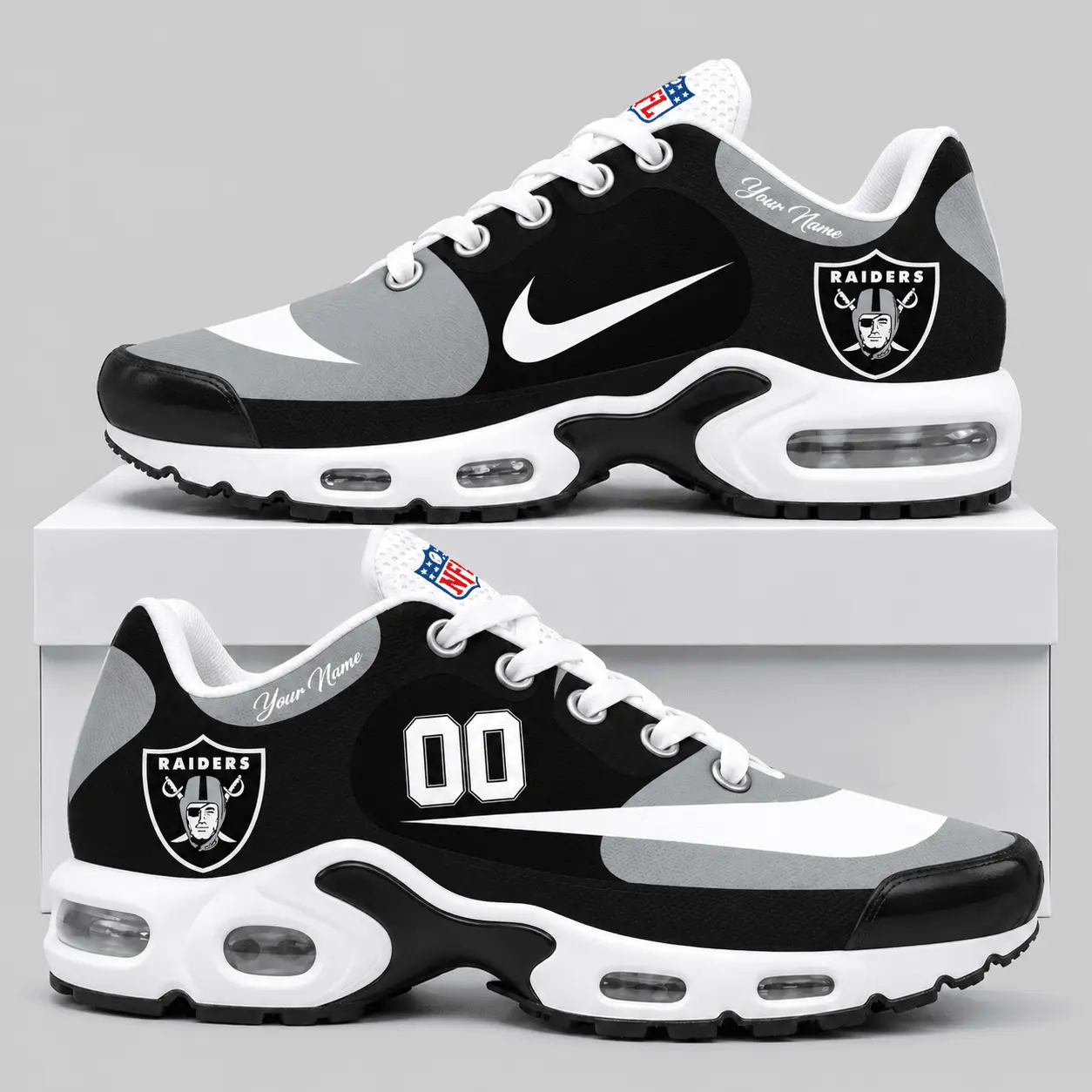 Las Vegas Raiders | NFL Custom Name Number Air Cushion Sneakers TD