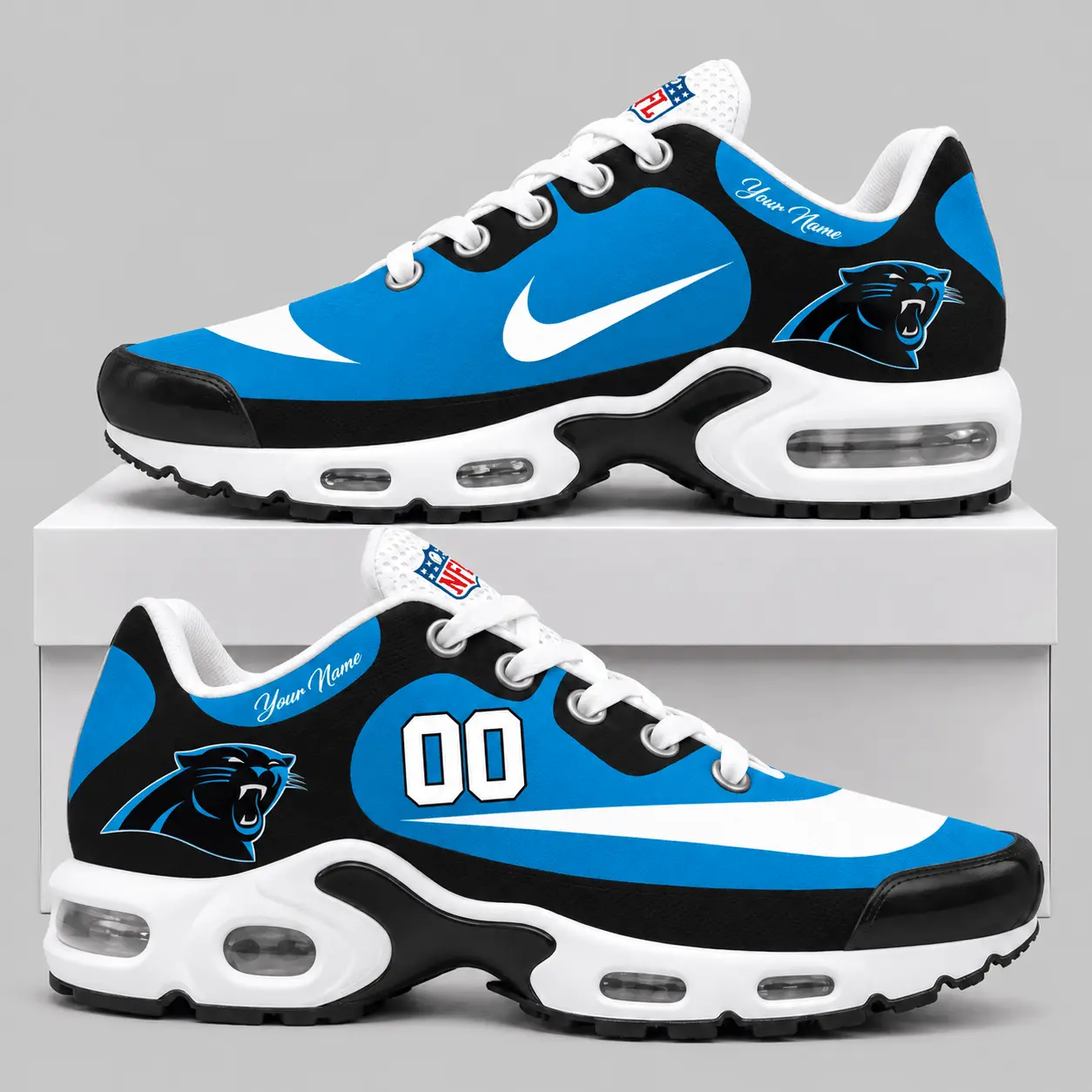 Carolina Panthers | NFL Custom Name Number Air Cushion Sneakers TD
