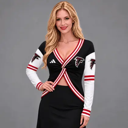 Atlanta Falcons | Premium NFL Luxe Allure Deep V-Neck Wrap Top NTH1
