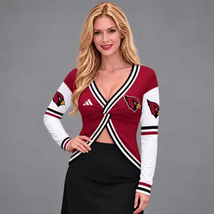 Arizona Cardinals | Premium NFL Luxe Allure Deep V-Neck Wrap Top NTH1