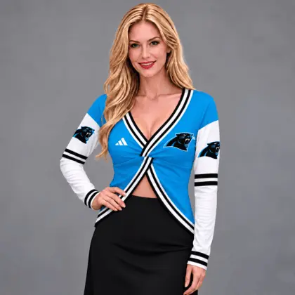 Carolina Panthers | Premium NFL Luxe Allure Deep V-Neck Wrap Top NTH1