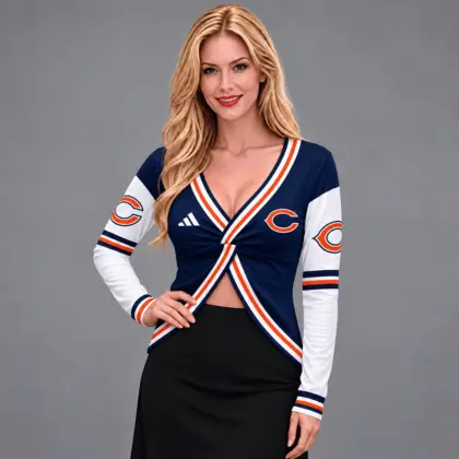 Chicago Bears | Premium NFL Luxe Allure Deep V-Neck Wrap Top NTH1