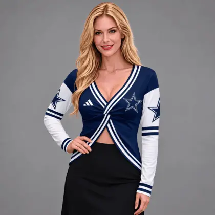 Dallas Cowboys | Premium NFL Luxe Allure Deep V-Neck Wrap Top NTH1