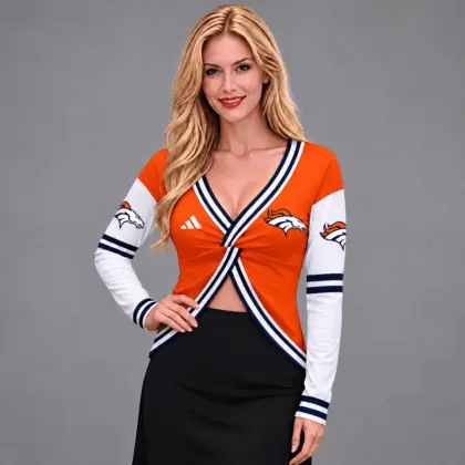 Denver Broncos | Premium NFL Luxe Allure Deep V-Neck Wrap Top NTH1