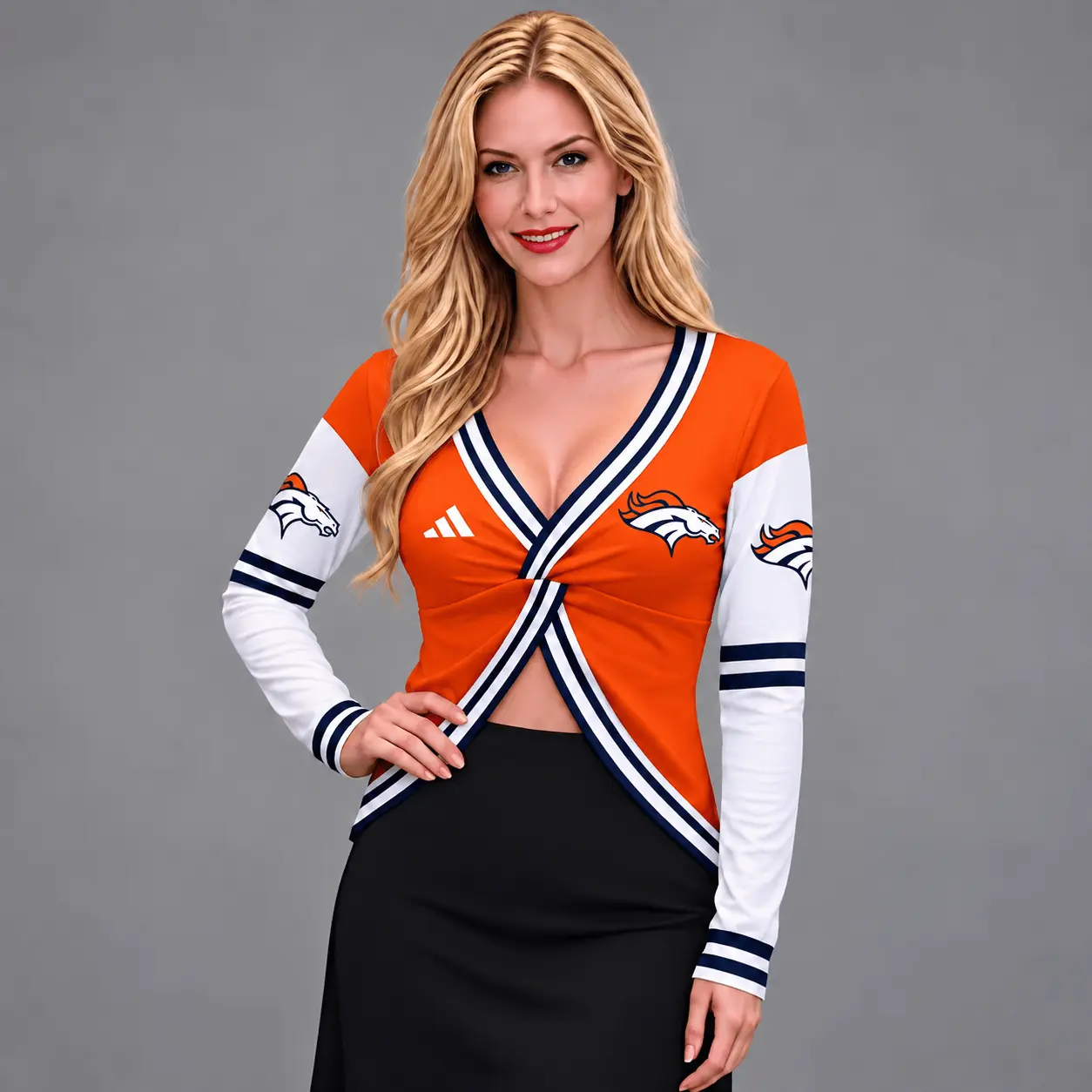 Denver Broncos | Premium NFL Luxe Allure Deep V-Neck Wrap Top NTH1