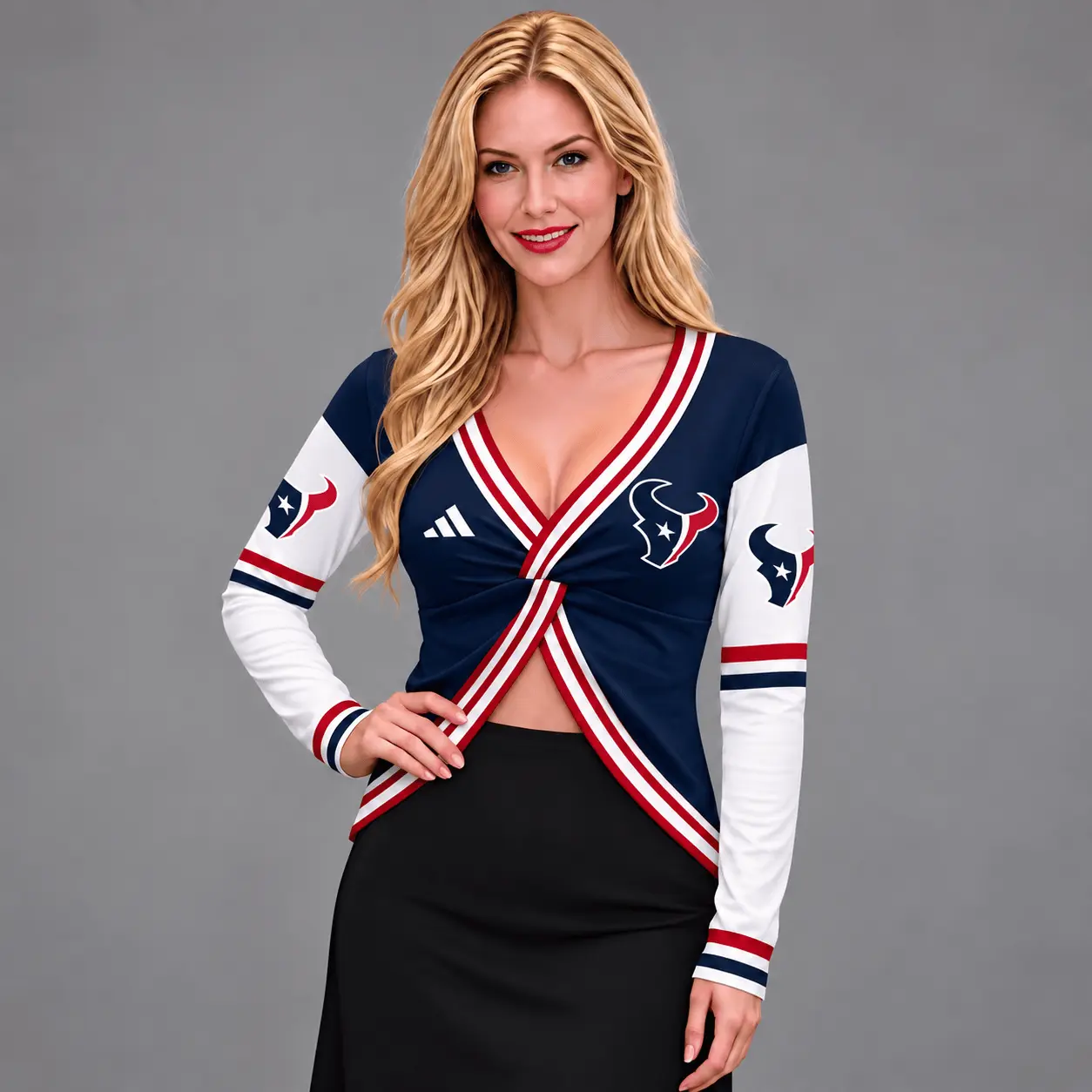 Houston Texans | Premium NFL Luxe Allure Deep V-Neck Wrap Top NTH1