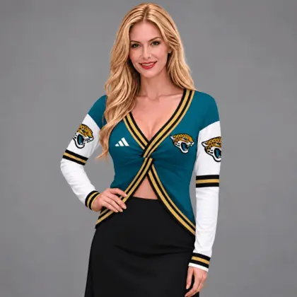 Jacksonville Jaguars | Premium NFL Luxe Allure Deep V-Neck Wrap Top NTH1