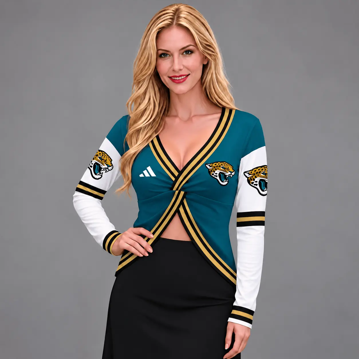 Jacksonville Jaguars | Premium NFL Luxe Allure Deep V-Neck Wrap Top NTH1