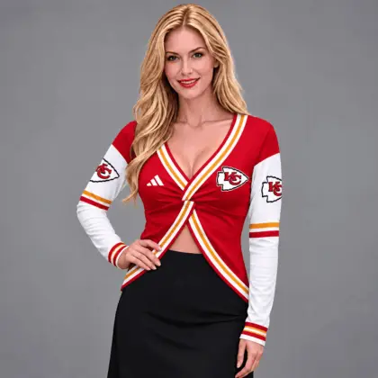 Kansas City Chiefs | Premium NFL Luxe Allure Deep V-Neck Wrap Top NTH1