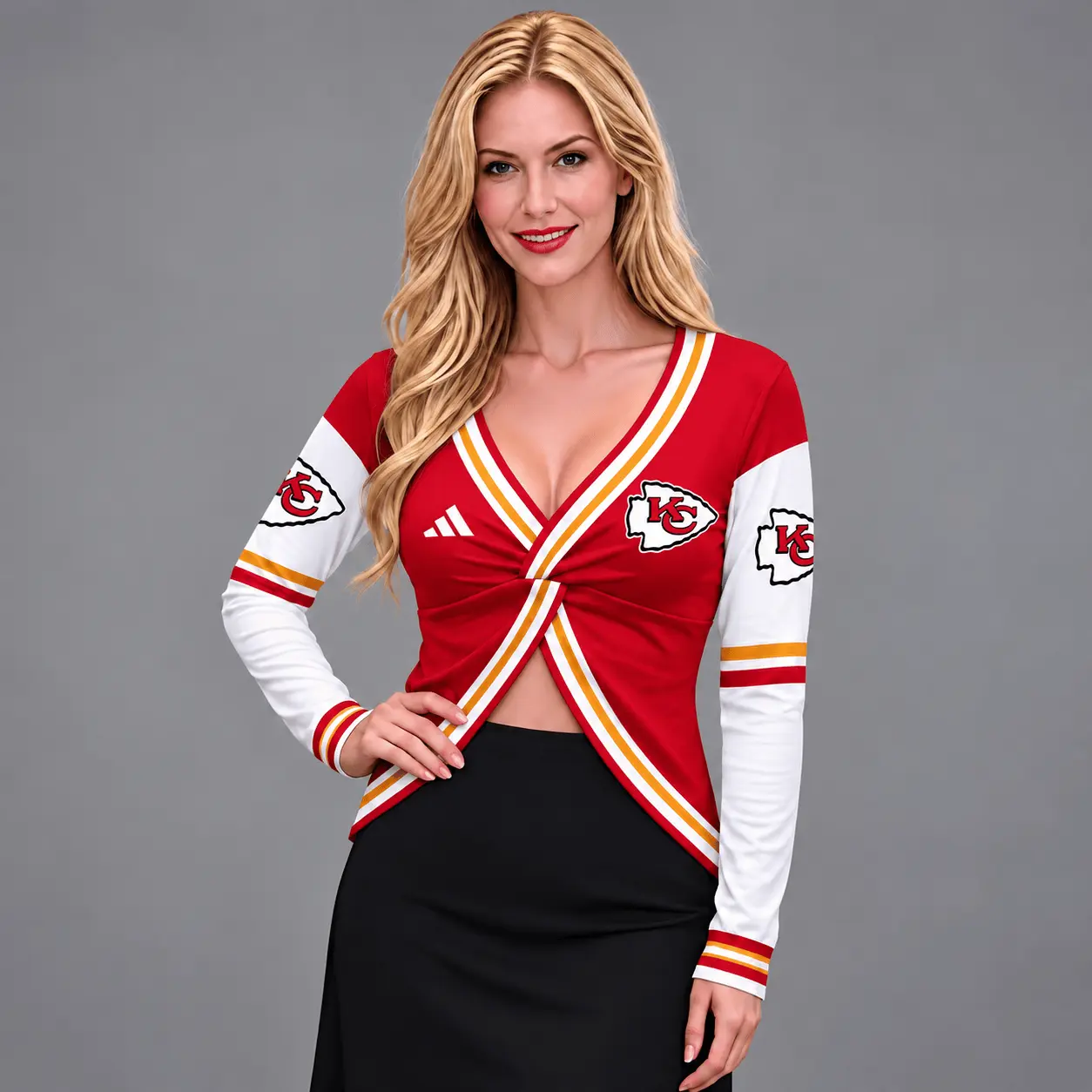 Kansas City Chiefs | Premium NFL Luxe Allure Deep V-Neck Wrap Top NTH1