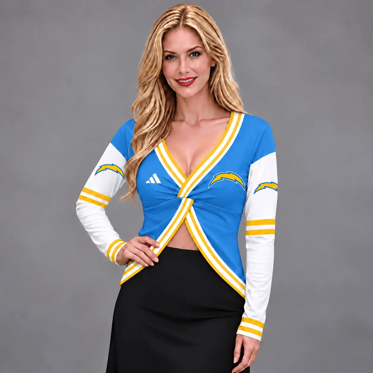 Los Angeles Chargers | Premium NFL Luxe Allure Deep V-Neck Wrap Top NTH1