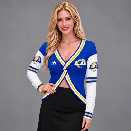 Los Angeles Rams | Premium NFL Luxe Allure Deep V-Neck Wrap Top NTH1