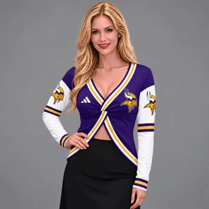 Minnesota Vikings | Premium NFL Luxe Allure Deep V-Neck Wrap Top NTH1
