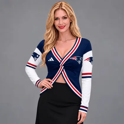 New England Patriots | Premium NFL Luxe Allure Deep V-Neck Wrap Top NTH1