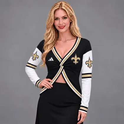 New Orleans Saints | Premium NFL Luxe Allure Deep V-Neck Wrap Top NTH1