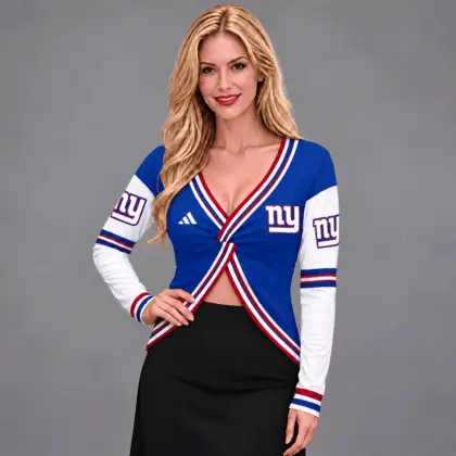 New York Giants | Premium NFL Luxe Allure Deep V-Neck Wrap Top NTH1