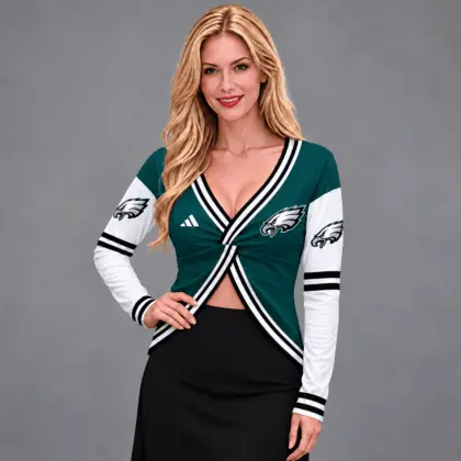 Philadelphia Eagles | Premium NFL Luxe Allure Deep V-Neck Wrap Top NTH1