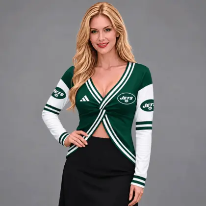 New York Jets | Premium NFL Luxe Allure Deep V-Neck Wrap Top NTH1