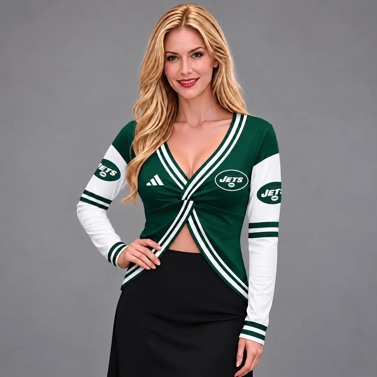 New York Jets | Premium NFL Luxe Allure Deep V-Neck Wrap Top NTH1