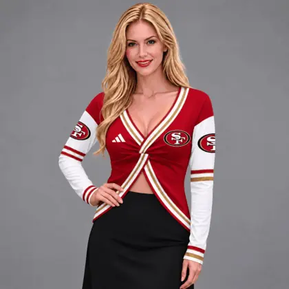 San Francisco 49ers | Premium NFL Luxe Allure Deep V-Neck Wrap Top NTH1