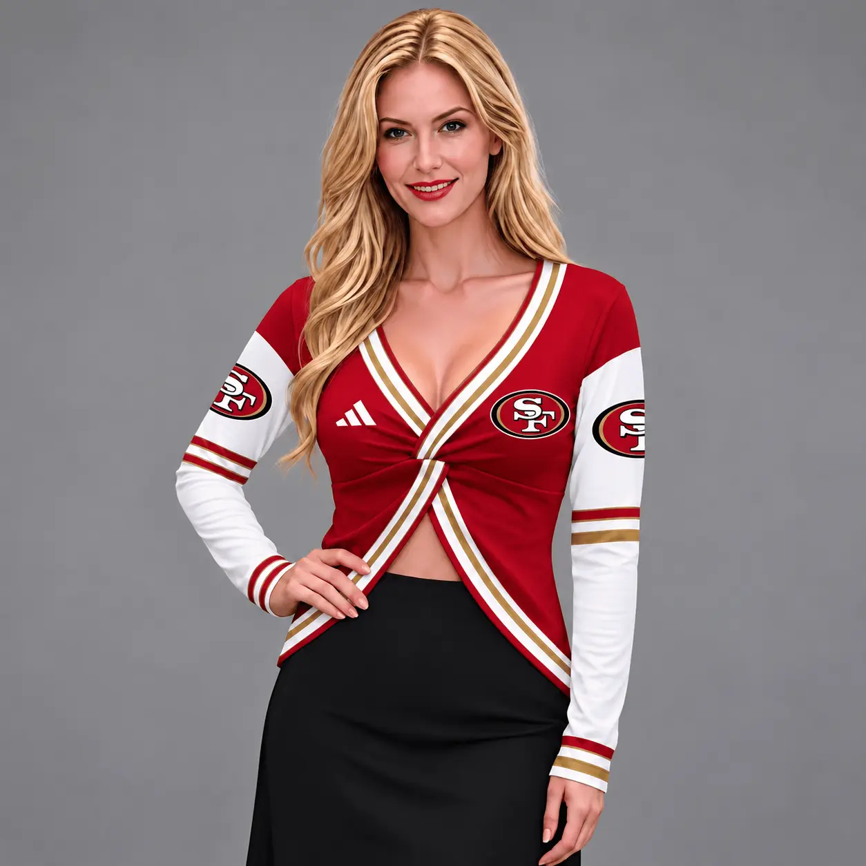 San Francisco 49ers | Premium NFL Luxe Allure Deep V-Neck Wrap Top NTH1