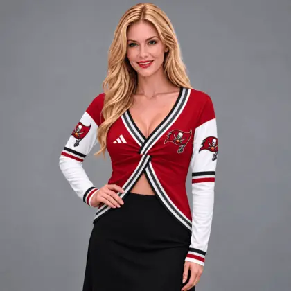 Tampa Bay Buccaneers | Premium NFL Luxe Allure Deep V-Neck Wrap Top NTH1